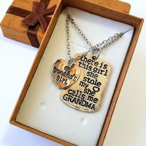 Silvertone Grandma Girl Matching Necklaces